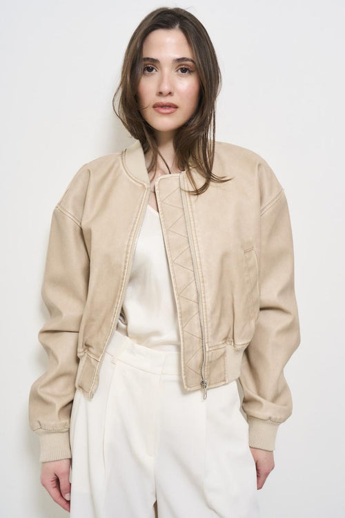 Bomber donna beige in ecopelle - 2