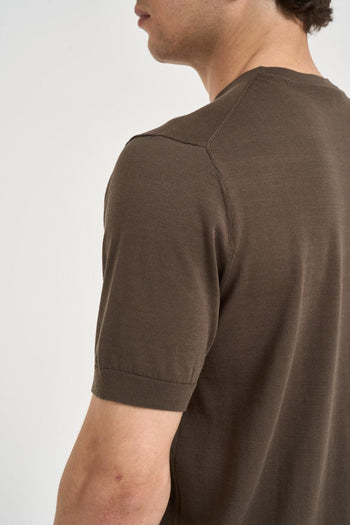 T-shirt uomo in maglia marrone - 4