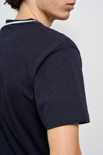 T-shirt uomo girocollo blu e bianca - 4