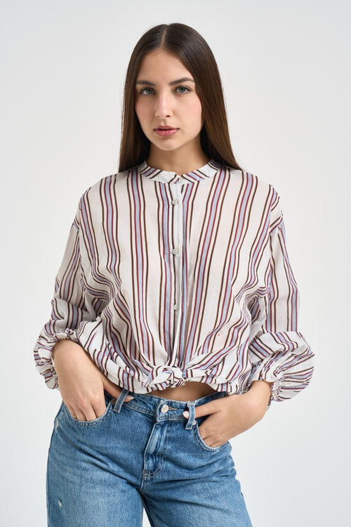 Camicia donna a righe verticali multicolor