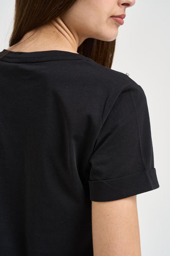 T-shirt donna con strass nera - 4