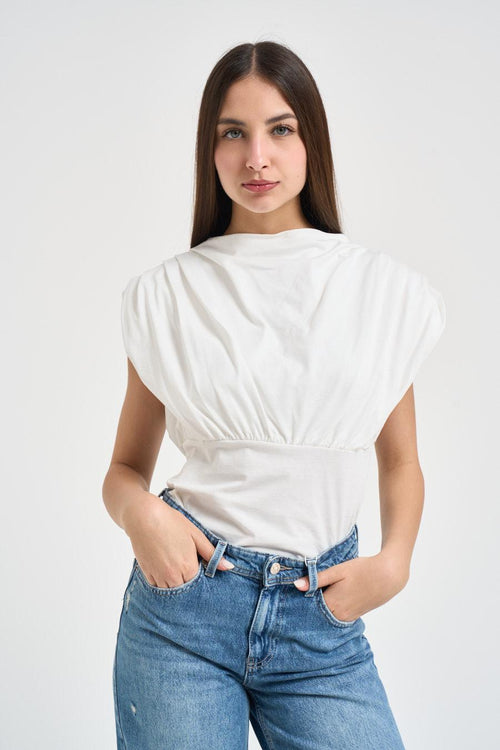 T-shirt donna drappeggiata bianca
