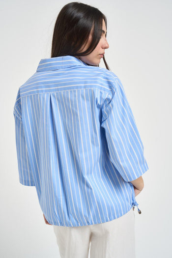 Camicia donna manica a tre quarti celeste - 5