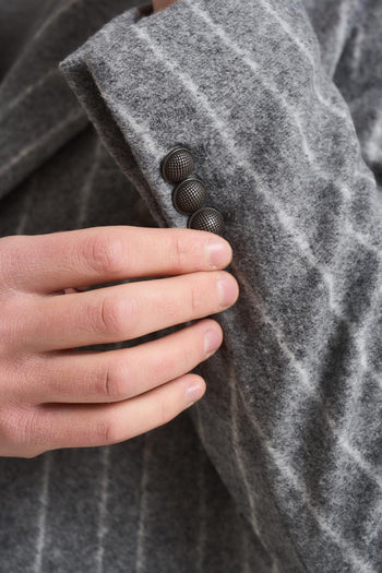 Giacca uomo doppiopetto gessata grigia - 3