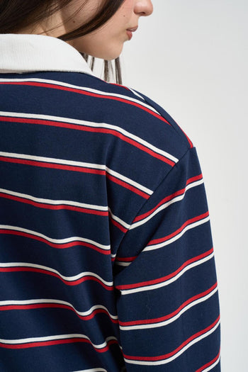 Polo donna a righe blu e rossa - 5