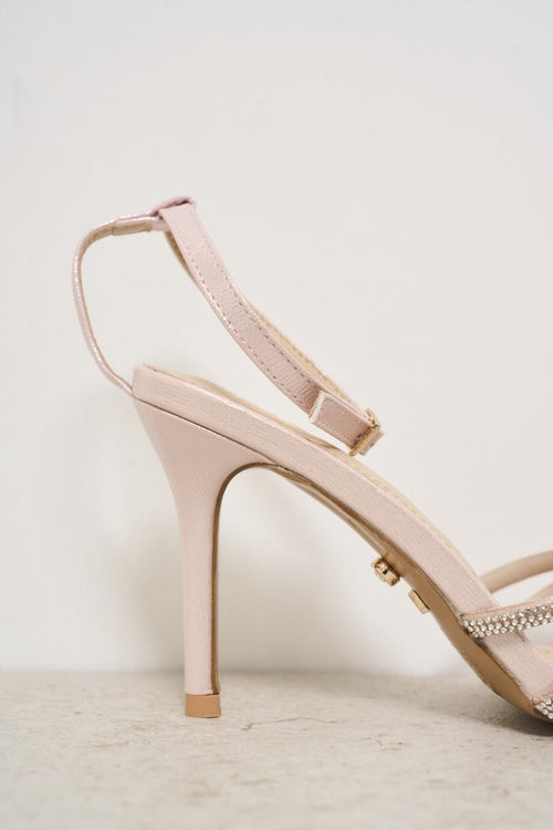 Powder pink heel shoe with rhinestones - 2