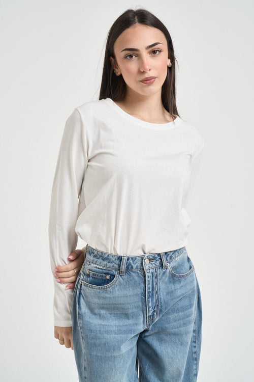 T-shirt donna a manica lunga bianca