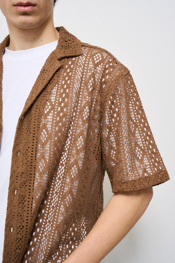 Camicia uomo traforata cammello - 3