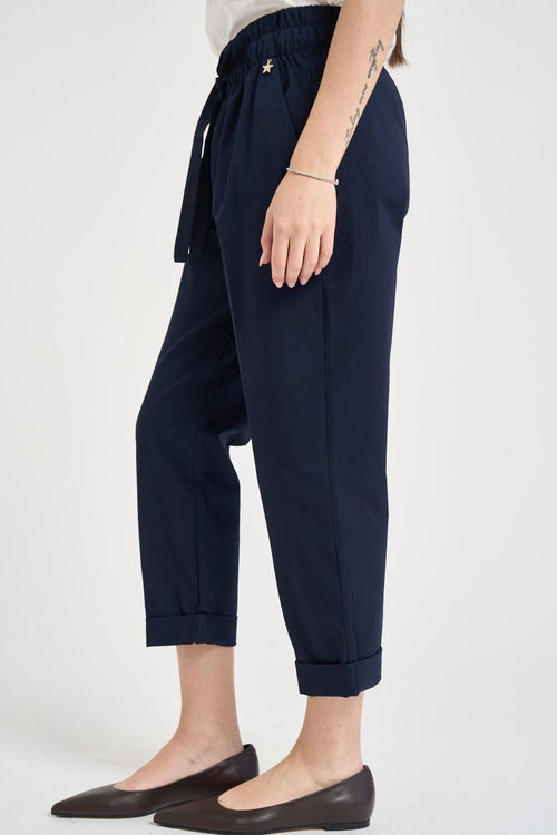 Pantalone donna cropped blu - 2