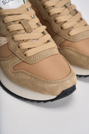 Sneakers donna suede cammello e beige - 4