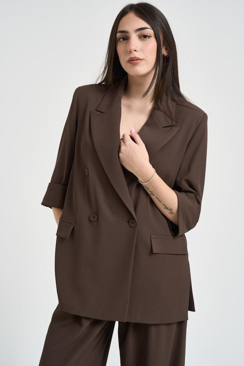 Giacca donna doppiopetto marrone - 2
