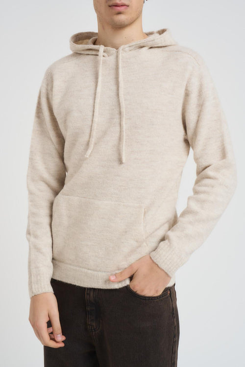 Felpa uomo in maglia beige