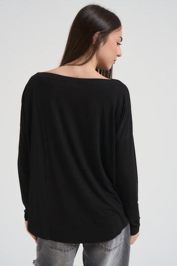Maglia donna manica lunga nera - 5
