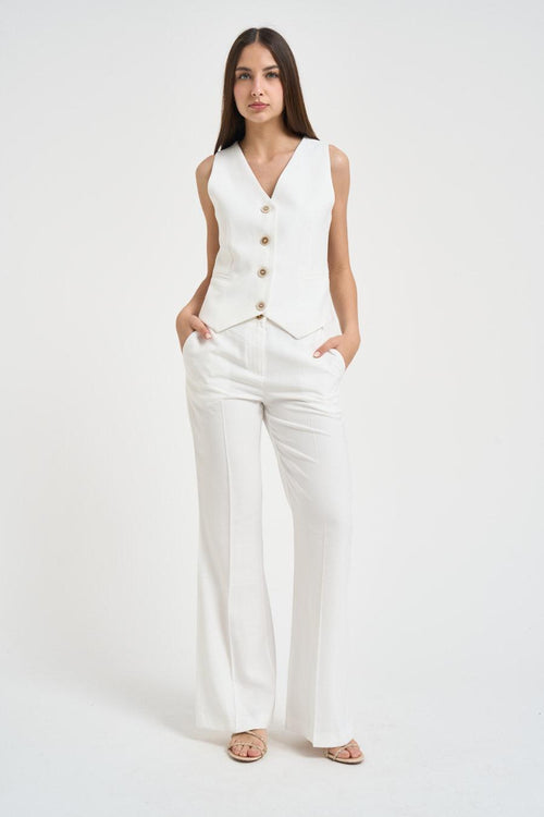 Completo donna gilet e pantalone bianco - 1