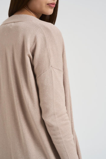 Cardigan donna beige in lure - 4