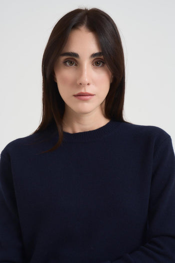 Maglia girocollo donna blu - 3