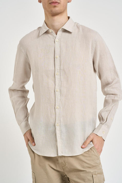Camicia uomo in lino sabbia
