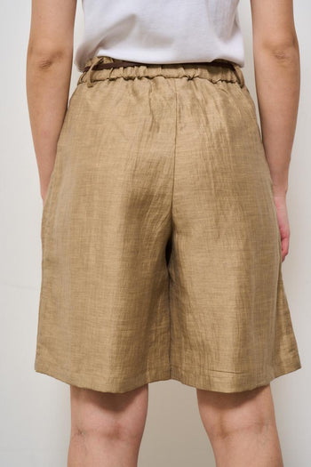 Bermuda donna beige con cintura - 4