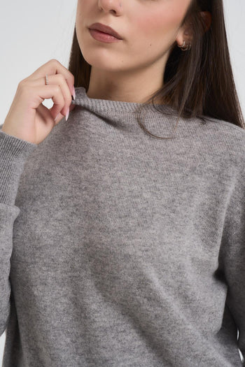 Maglia donna girocollo grigio chiaro - 3