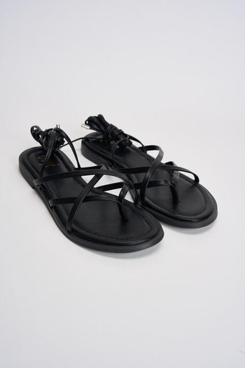 Sandali donna flat in similpelle neri - 3