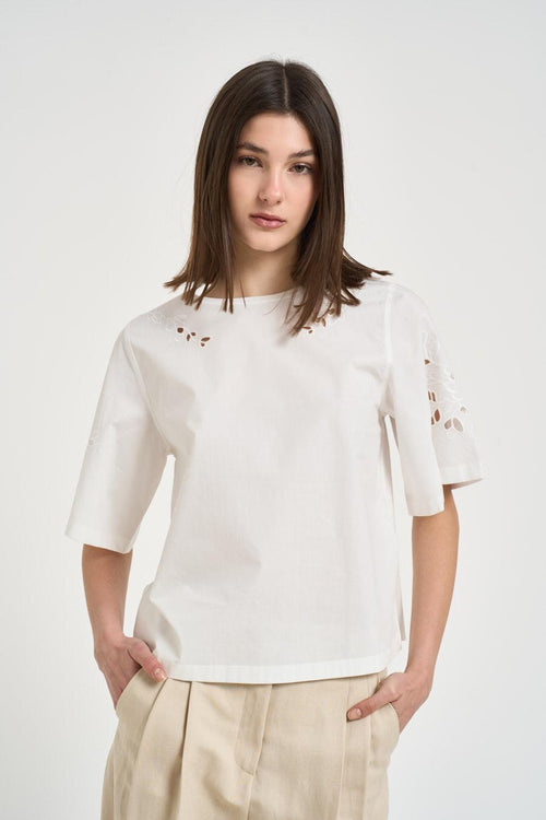 T-shirt donna girocollo bianca - 2