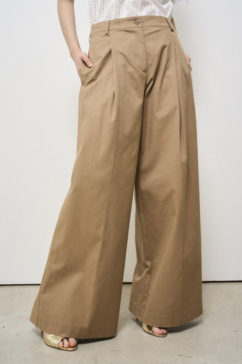Pantalone donna beige con pinces - 4