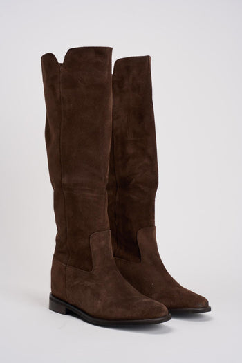 Stivale donna in camoscio marrone - 3