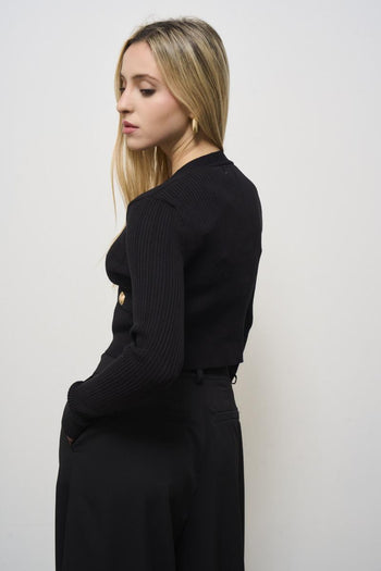 Cardigan donna cropped nero - 5