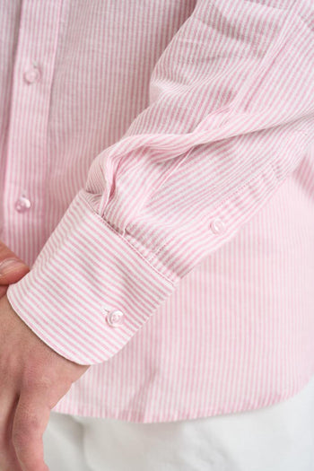 Camicia uomo a righe rosa e bianco - 4