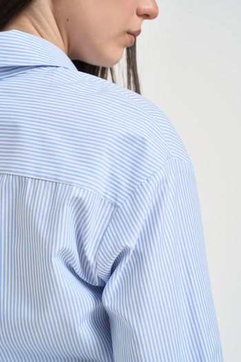 Camicia donna gessata azzurra - 4