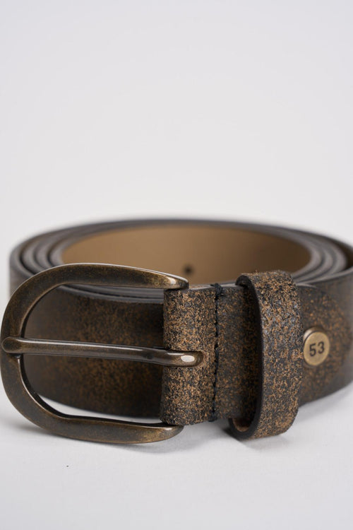 Cintura uomo in pelle marrone vintage - 2