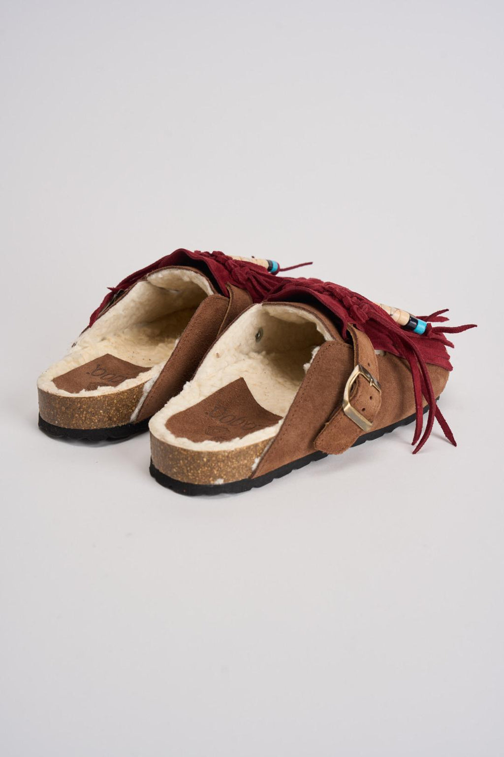 Sabot donna in suede marrone con frange DANDARA NATIVECASTAGNA LAGOA 