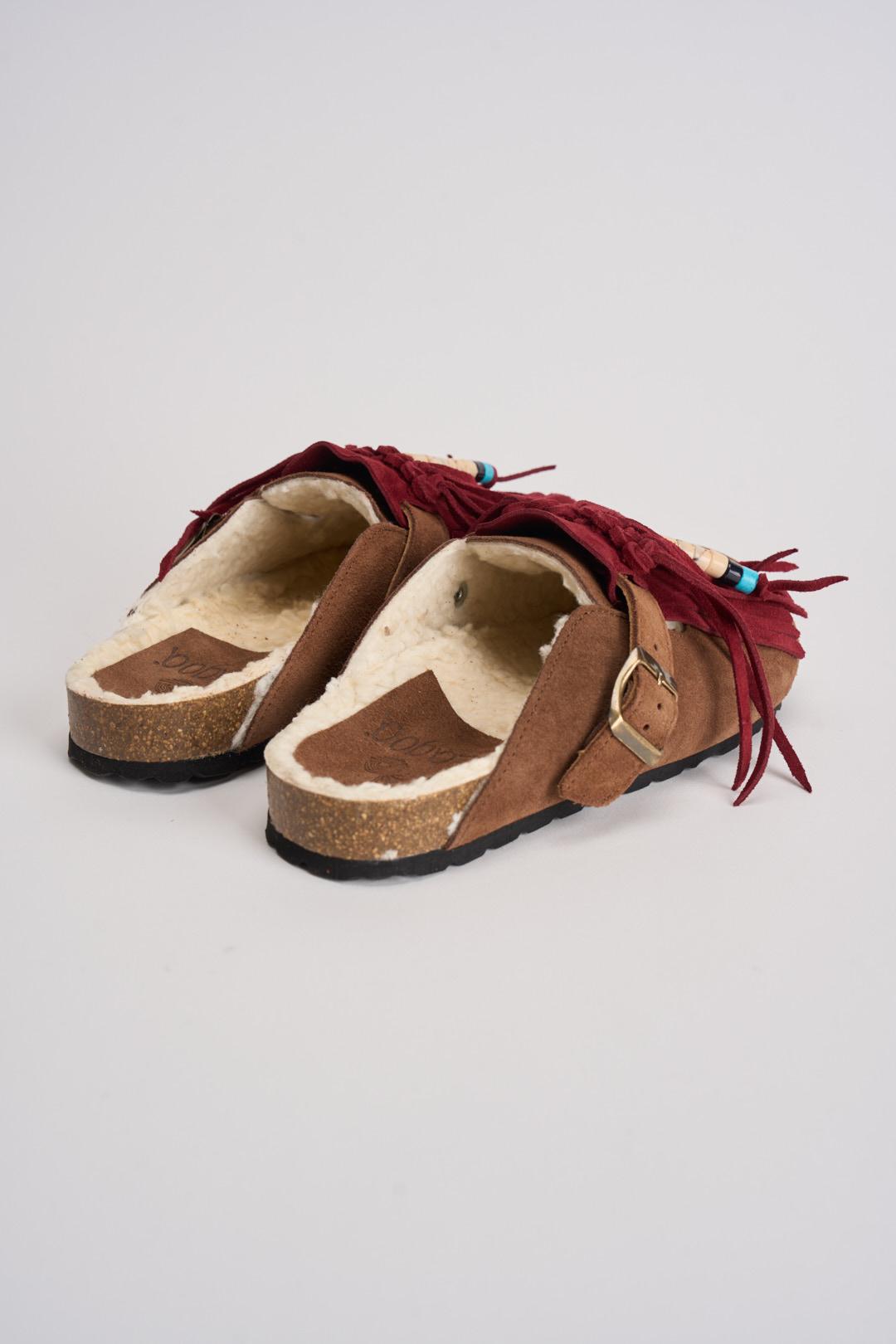 Sabot donna in suede marrone con frange DANDARA NATIVECASTAGNA LAGOA 