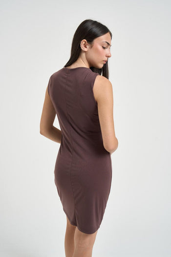 Abito donna mini con anello marrone - 3