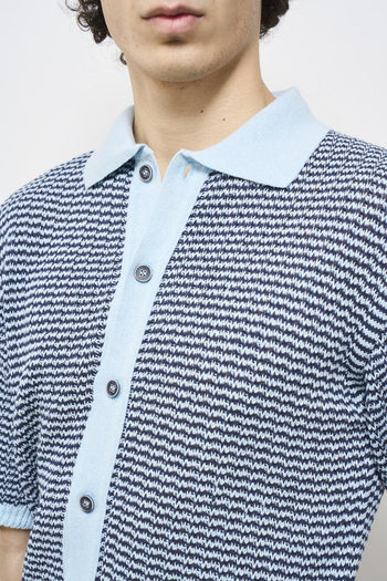 Polo uomo in maglia bicolor celeste - 3