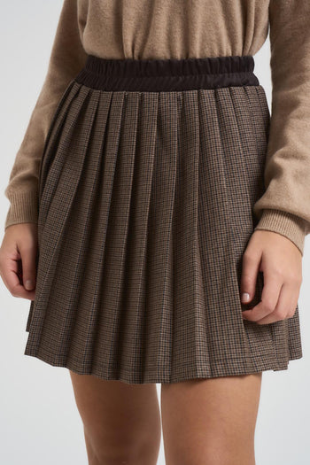 Minigonna donna a pieghe cammello - 5