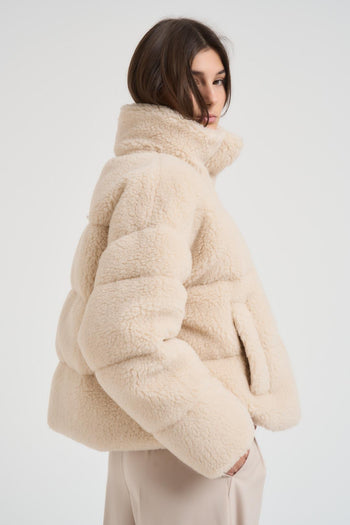 Piumino donna cropped teddy panna - 6