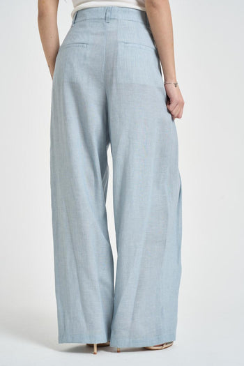 Pantalone donna wide leg celeste - 4