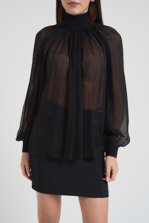 Camicia donna trasparente nera