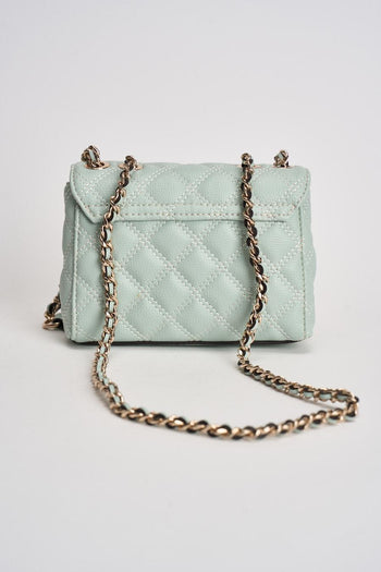 Borsa donna matelassé a tracolla verde acqua - 5