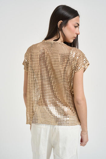 T-shirt uomo con paillettes oro - 3