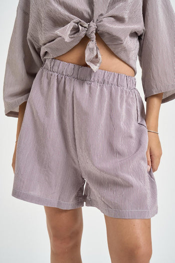 Abito donna a righe marrone e bianco - 5