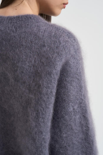 Maglione donna in misto mohair grigio - 7