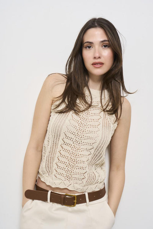 Beige women's knitted top