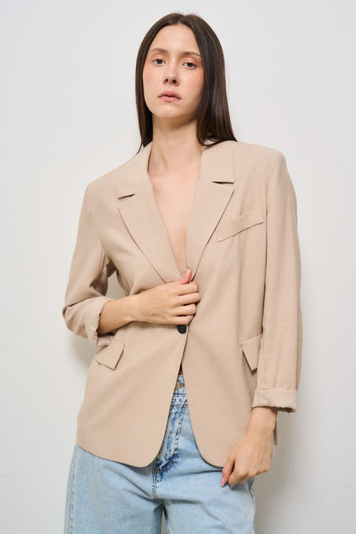 Giacca donna monopetto beige