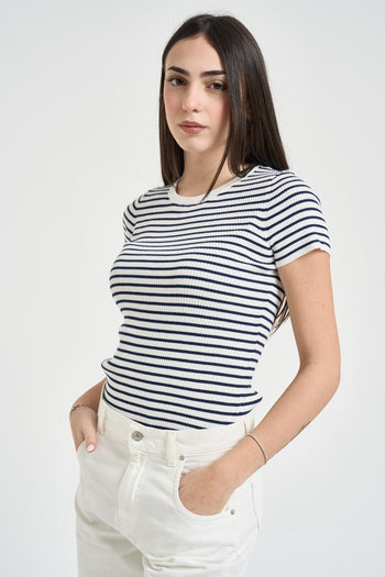 T-shirt donna a righe blu - 3