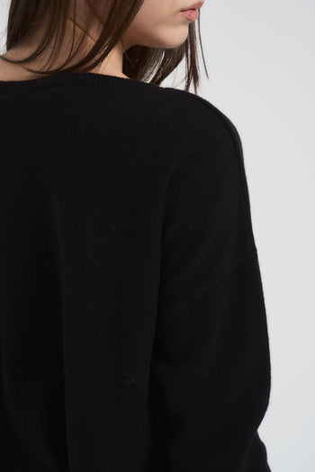 Maglia over donna scollo a barca nera - 6