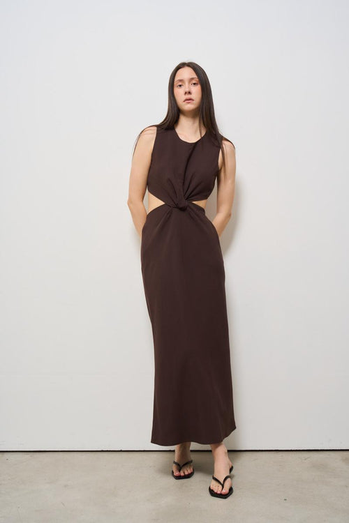 Abito donna con nodo marrone