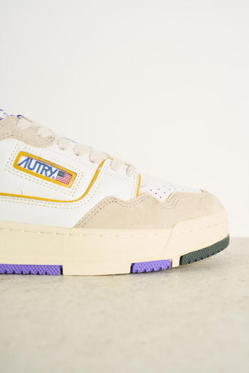 Sneakers donna low bianco, verde e viola - 3
