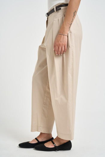 Pantalone donna barrel fit panna - 3